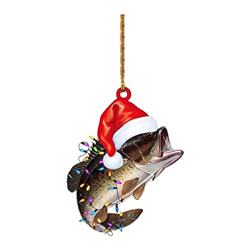 Gurtbänder Befestigung Ringe Personalisierte Green Bass Fish Forellenflache 2D Weihnachtsschmuck Baumschmuck Rückspiegel Zubehör Weihnachtsschmuck Halterung Fernbedienung Schwarz (C, One Size) von ARtray