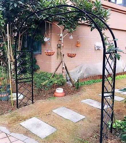 Rosenbogen aus Metall stabil Gartenbogen weiss Schwarz 140cm 200cm 240cm 260cm 310cm 350cm 370cm Breite Gartenbogen Rankhilfe Torbogen blumenbogen für Kletterpflanzen ( Color : Schwarz , Size : 310cm von ARtsim