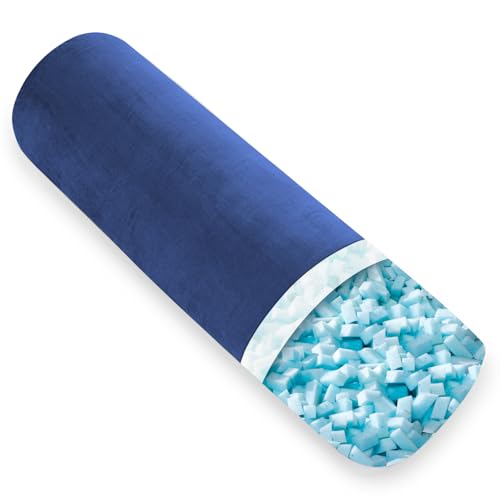 AS AWESLING Body Pillow for Adults, Full Body Pilllow for Sleeping, Long Round Cervical Pillow, Bolster Side Sleeper Pillow with Cover (Blau-Memory Foam, 90 x 20 cm) von AS AWESLING