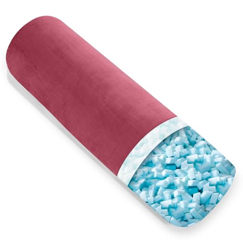 AS AWESLING Body Pillow for Adults, Full Body Pilllow for Sleeping, Long Round Cervical Pillow, Bolster Side Sleeper Pillow with Cover (Claret-Memory Foam, 90 x 20 cm) von AS AWESLING