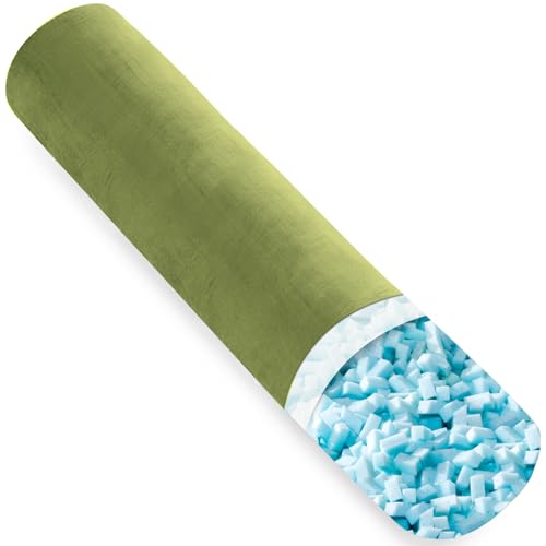 AS AWESLING Body Pillow for Adults, Full Body Pilllow for Sleeping, Long Round Cervical Pillow, Bolster Side Sleeper Pillow with Cover (Grasgrün-Memory Foam, 120 x 20 cm) von AS AWESLING