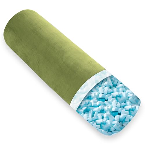 AS AWESLING Body Pillow for Adults, Full Body Pilllow for Sleeping, Long Round Cervical Pillow, Bolster Side Sleeper Pillow with Cover (Grasgrün-Memory Foam, 90 x 20 cm) von AS AWESLING