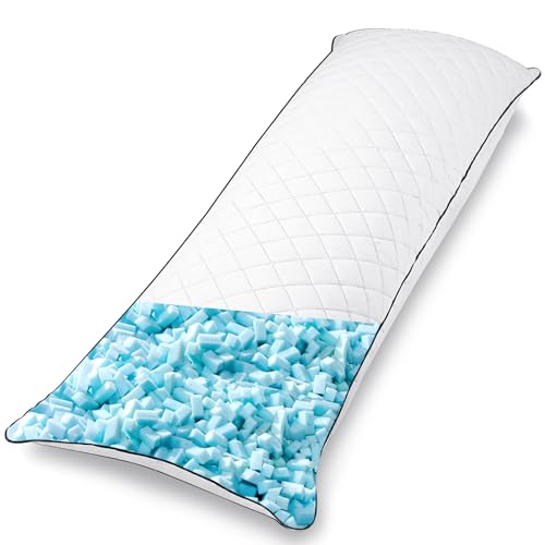 AS AWESLING Body Pillow for Adults, Full Body Pilllow for Sleeping, Long Round Cervical Pillow, Bolster Side Sleeper Pillow with Cover (Weiß-Memory Foam, 160 x 50 cm) von AS AWESLING