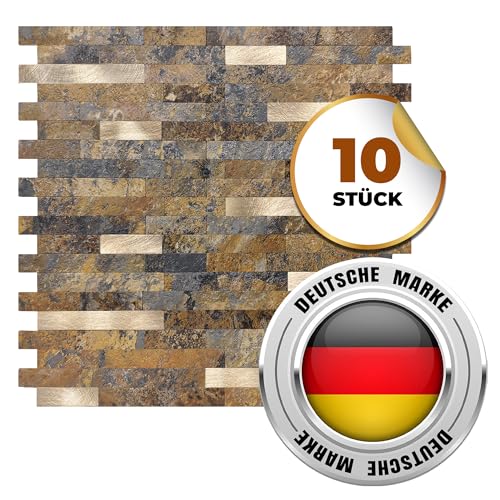 AS COUNTRY STONE Selbstklebende Mosaikfliesen | 29,2cm x 29,2cm | Wandpaneele für mühelose Montage | Akustikpaneele | Wandverkleidung - Küchenrückwand | Klebefliesen von AS Country Stone