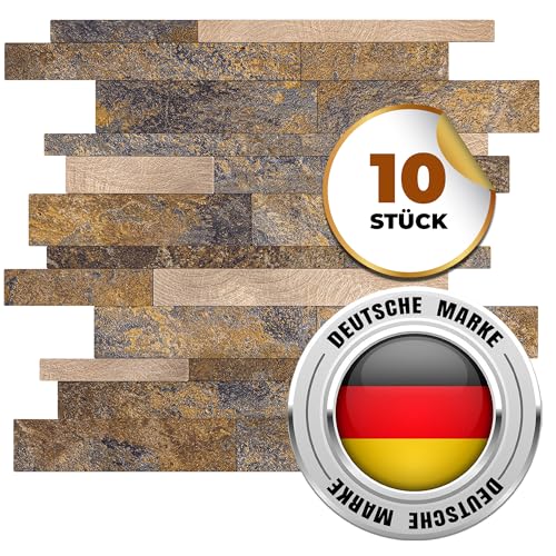 AS COUNTRY STONE Selbstklebende Mosaikfliesen | 30,3cm x 29,7cm | Wandpaneele für mühelose Montage | Akustikpaneele | Wandverkleidung - Küchenrückwand | Klebefliesen von AS Country Stone