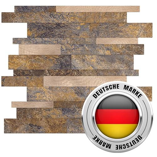 AS COUNTRY STONE Selbstklebende Mosaikfliesen | 30,3cm x 29,7cm | Wandpaneele für mühelose Montage | Akustikpaneele | Wandverkleidung - Küchenrückwand | Klebefliesen von AS Country Stone