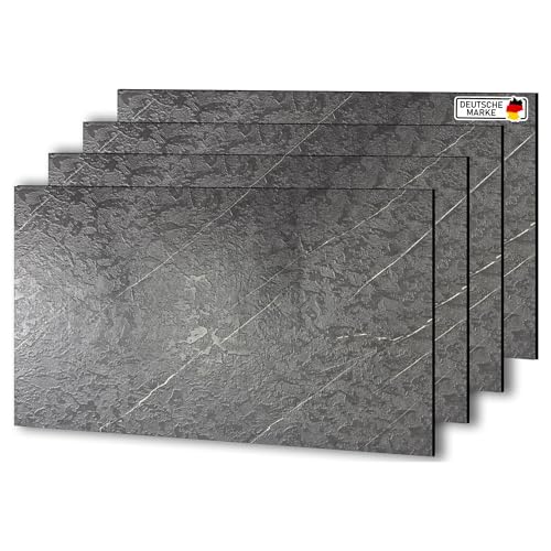 AS Country Stone Wandpaneele in Marmoroptik | 60x120 cm | 4 Stück | PVC Wandverkleidung aus Kunststoffplatten für Küche, Bad & mehr | Küchenrückwand Platte Wandpaneel | Dark Rock von AS Country Stone