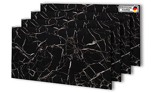 AS Country Stone Wandpaneele in Marmoroptik | 60x120 cm | 4 Stück | PVC Wandverkleidung aus Kunststoffplatten für Küche, Bad & mehr | Küchenrückwand Platte Wandpaneel | Black White von AS Country Stone