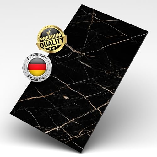 Wandverkleidung Marmor - und Granitoptik, 3D Wandpaneele, PVC Wandverkleidung mit echtem Quarz und Steinmehl für Küche, Bad & mehr, Außenbereich, Geschäftsräume | Calacatta Black von AS Country Stone