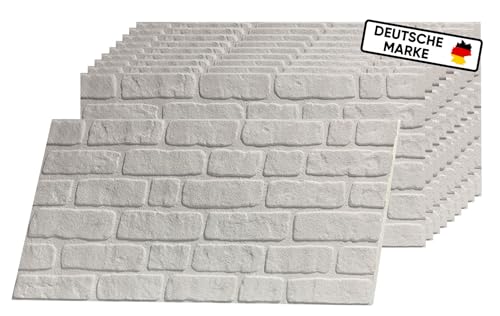 Wandpaneele Steinoptik - 3D Effekt - Wandverkleidung Steinoptik für Küche, Wohnzimmer, Innen- und Außenbereich - Steinoptik Styropor - 3D Wandpaneele - Akustikpaneele I ST White | von AS Country Stone