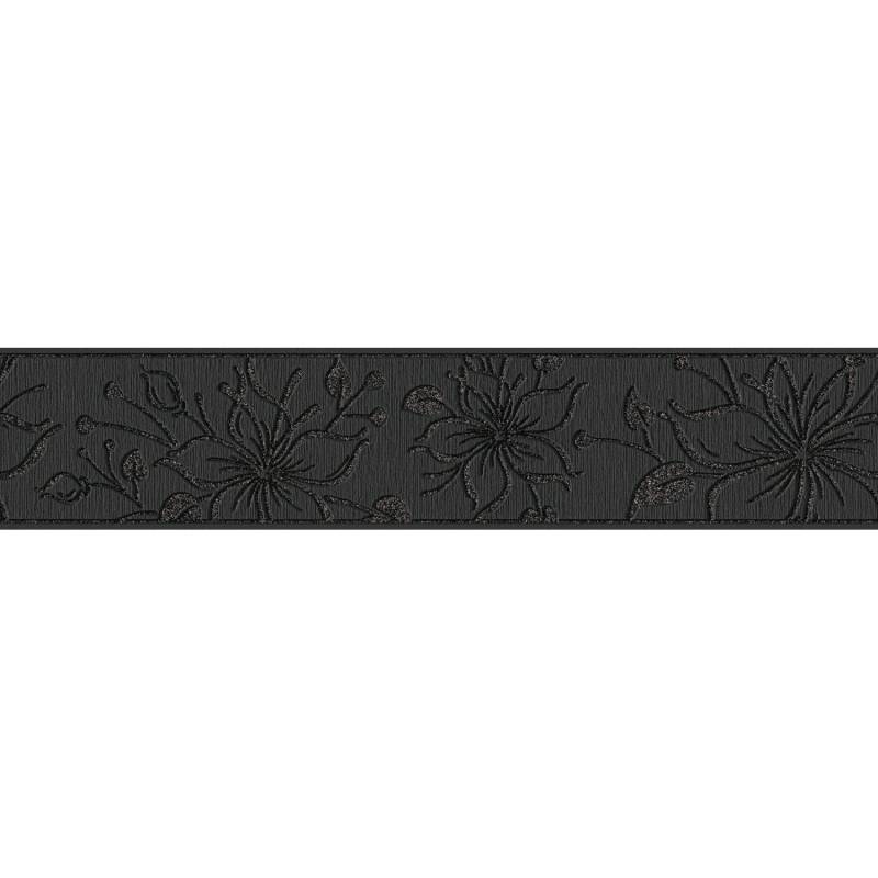 A.S. Création Bordüre Blume Stick Up Schwarz glänzend von AS-Creation