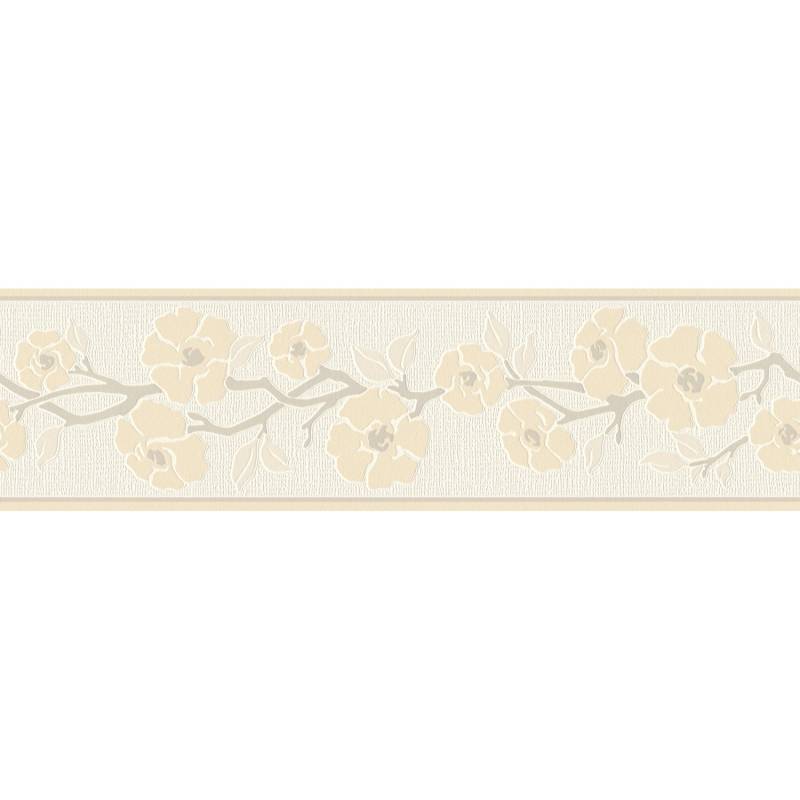 A.S. Création Borte selbstklebend Blumen 5 m x 17 cm Beige-Gelb von AS-Creation