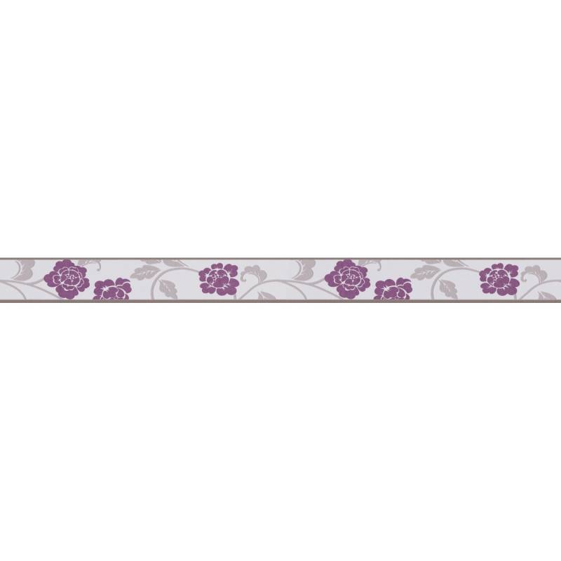 A.S. Création Borte selbstklebend Blumen 5 m x 5 cm Violett-Grau von AS-Creation