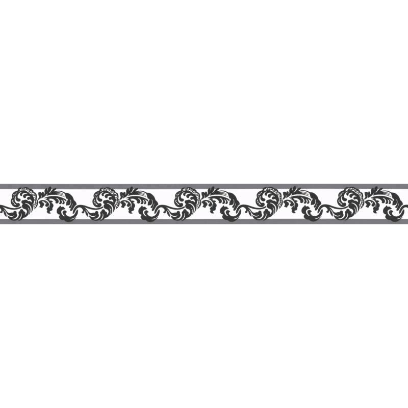 A.S. Création Borte selbstklebend Federn Tribal 5 m x 5 cm Schwarz-Weiß von AS-Creation