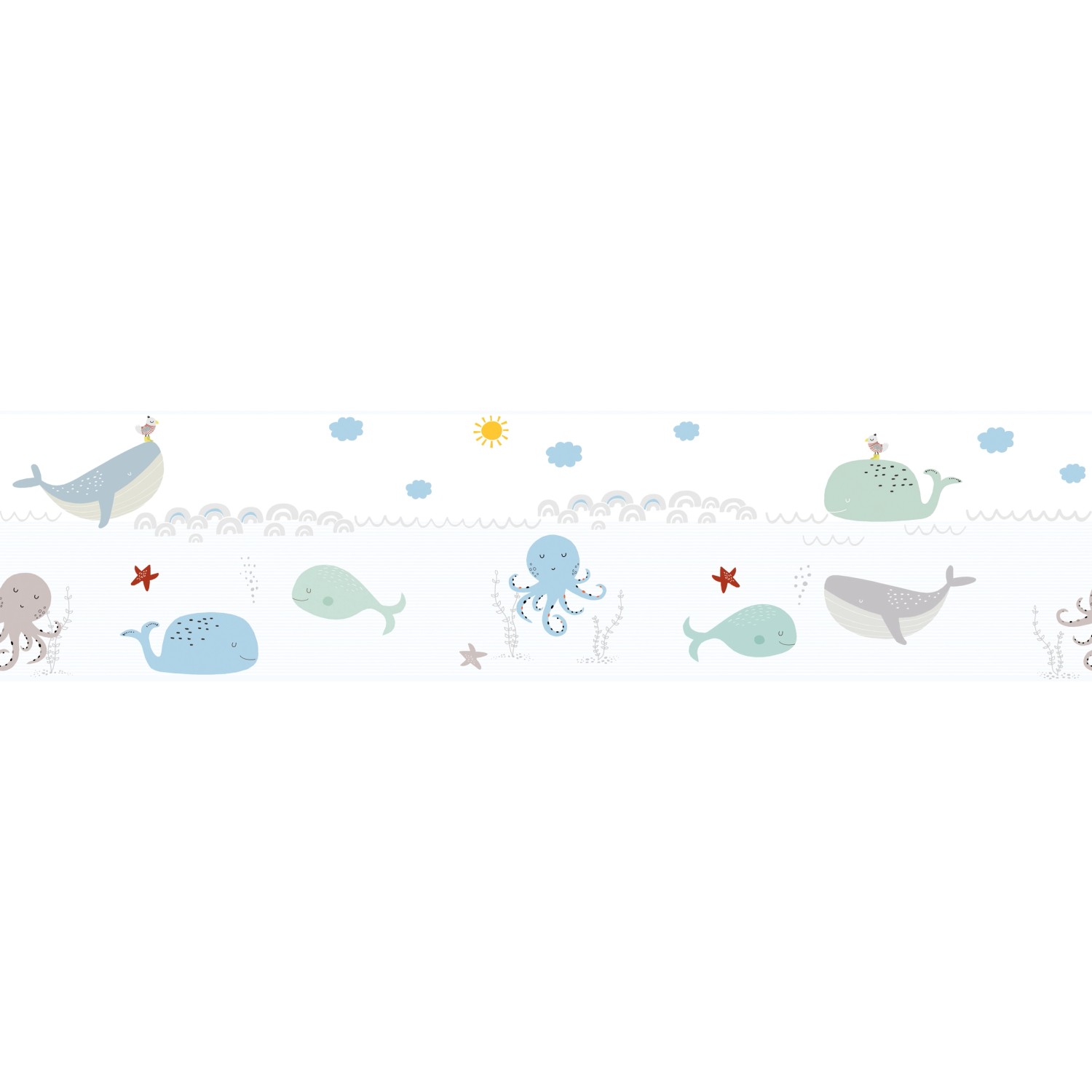 A.S. Création Borte selbstklebend Meerestiere Kinderzimmer 5 m x 15 cm Weiß-Blau A.S. Création Borte selbstklebend Meerestiere Kinderzimmer 5 m x 15 cm Weiß-Blau von AS-Creation