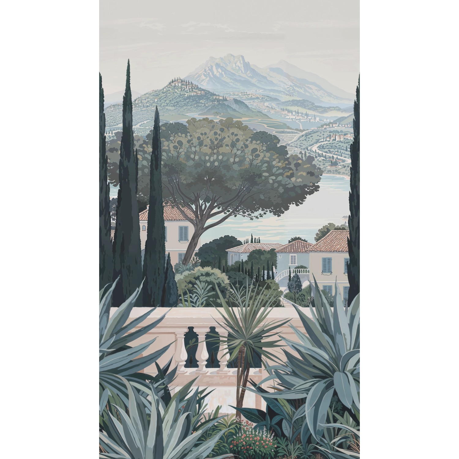 A.S. Creation Fototapete Finca Pflanzen 1,59 m x 2,8 m Blau-Creme FSC® von AS-Creation