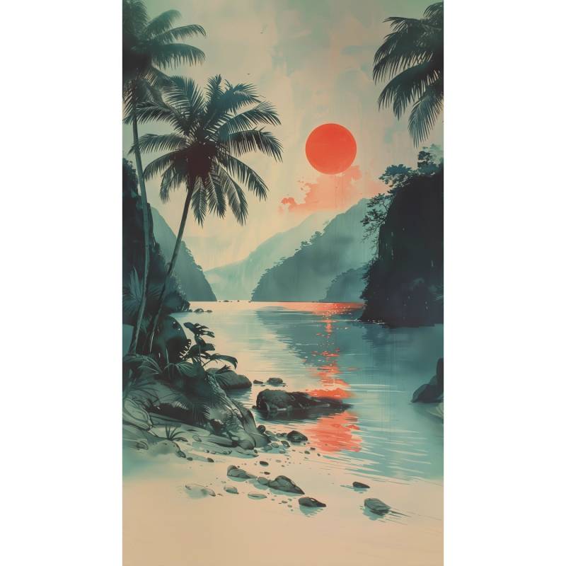 A.S. Creation Fototapete Strand Bucht 1,59 m x 2,8 m Blau-Rot FSC® von AS-Creation