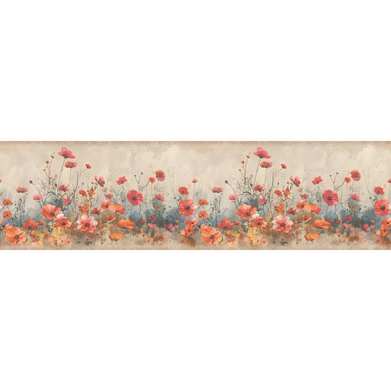 A.S. Création Selbstklebende Bordüre mit Mohnblumen in Rot 5 m x 0,17 m von AS-Creation