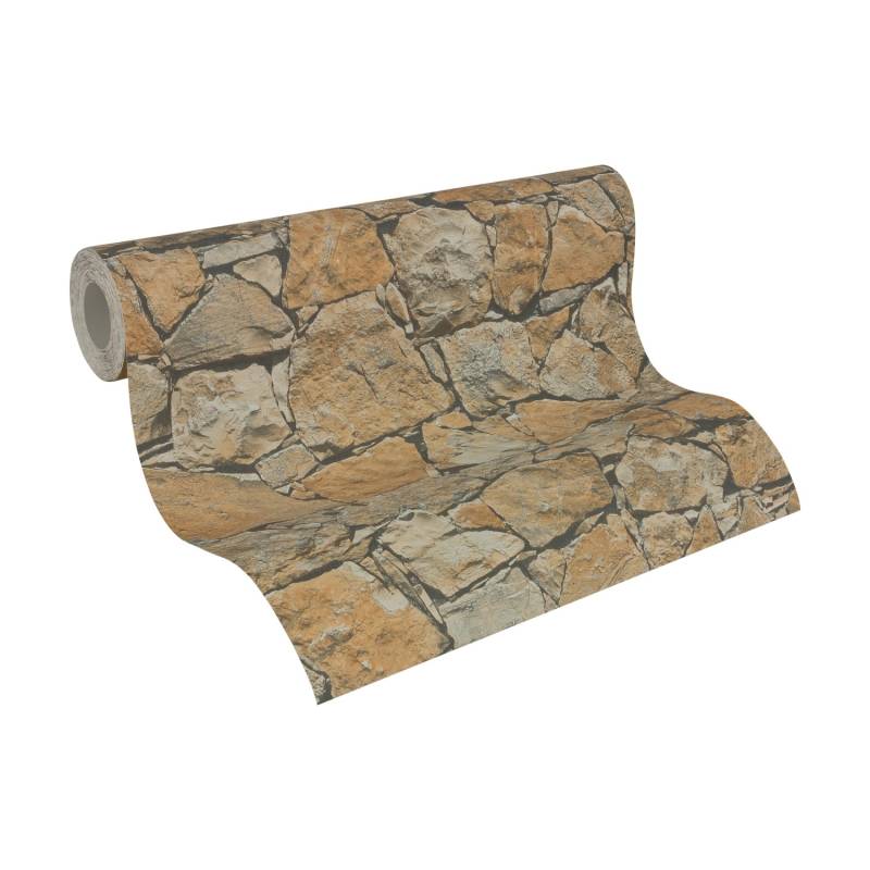A.S. Création Tapete Stein-Optik Braun Beige und Schwarz 53 cm x 10,05 m AS-958631 von AS-Creation