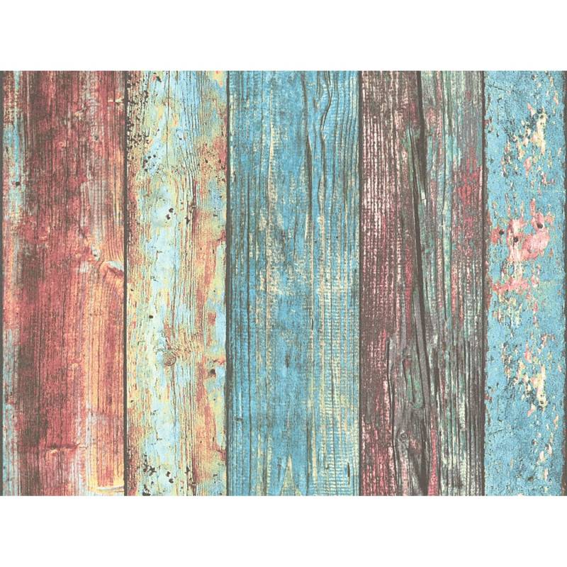 A.S. Création Vliestapete Best of Wood´n Stone Holzbretter Rot-Blau-Braun FSC® von AS-Creation