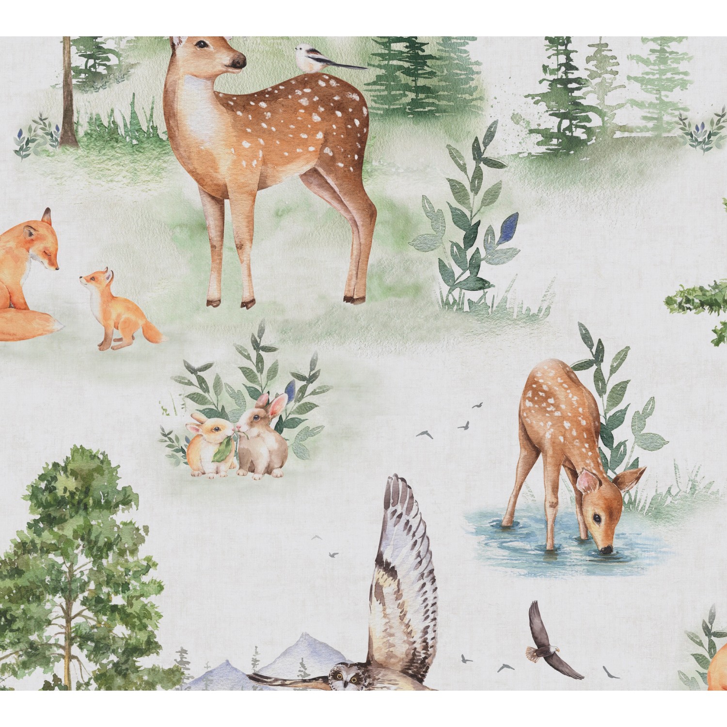 A.S. Creation Vliestapete Waldtiere 10,05 m x 0,53 m Grün-Braun-Beige FSC® von AS-Creation