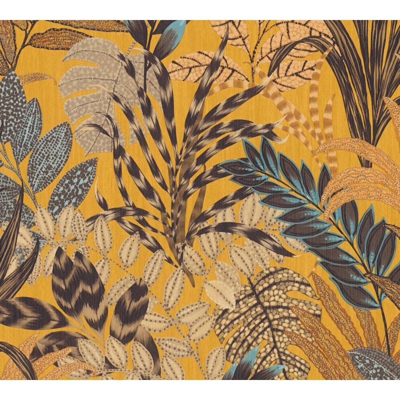 AS Creation Tapete Pop Up Panel Selbstklebend Blätter 250x52 cm Gelb-Braun FSC® von AS-Creation