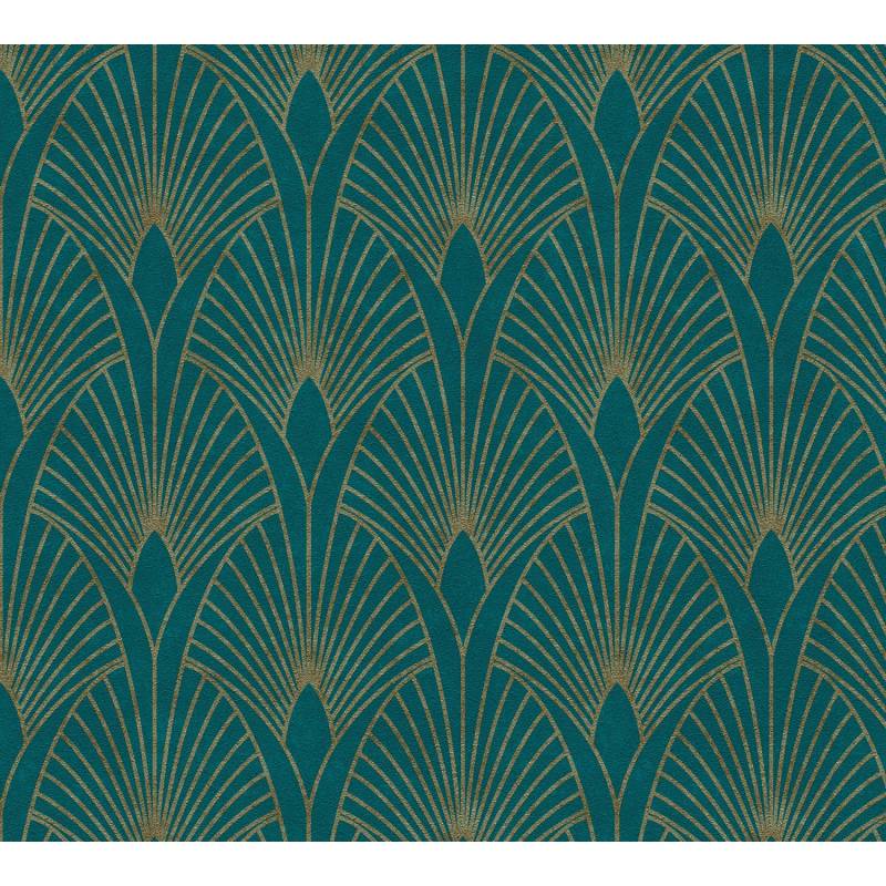 AS Creation Tapete Pop Up Panel Selbstklebend Retro 250 x 52 cm Petrol-Gold FSC® von AS-Creation