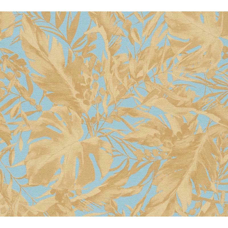 AS Creation Vliestapete Blätter 10,05 x 0,53 m Blau-Gold FSC® von AS-Creation