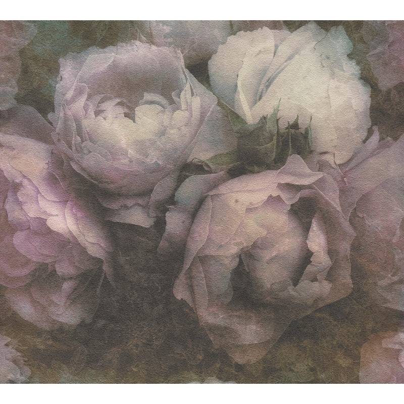 AS-Creation Vliestapete New Walls Blumen Matt Leicht Strukt. Violett Grau FSC® von AS-Creation
