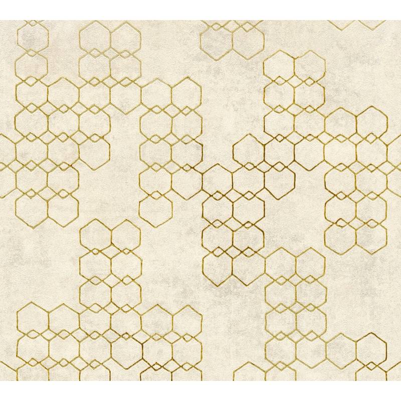 AS-Creation Vliestapete New Walls Grafik Leicht Strukturiert Creme Gold FSC® von AS-Creation