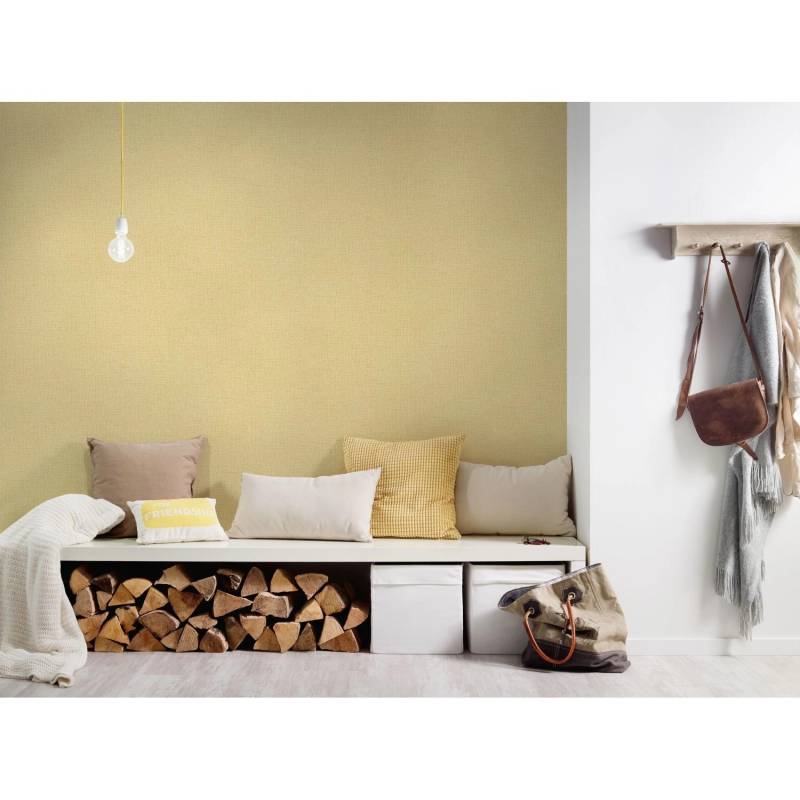 Livingwalls Tapete Uni Gelb und Grau 53 cm x 10,05 m AS-385288 von AS-Creation