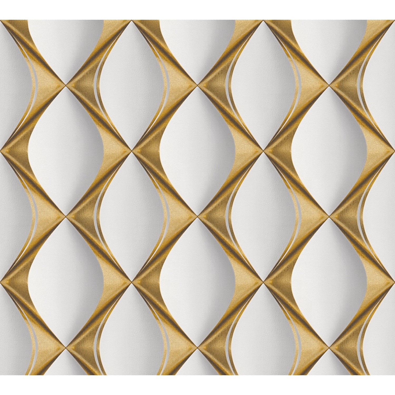 Vliestapete 3D Design Glänzend Leicht Strukturiert Gold Weiß FSC® von AS-Creation