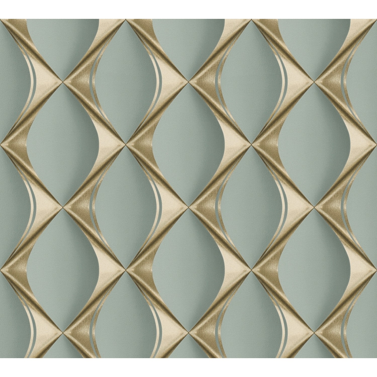Vliestapete 3D Design Matt Leicht Strukturiert Eukalyptus Grün Gold FSC® von AS-Creation