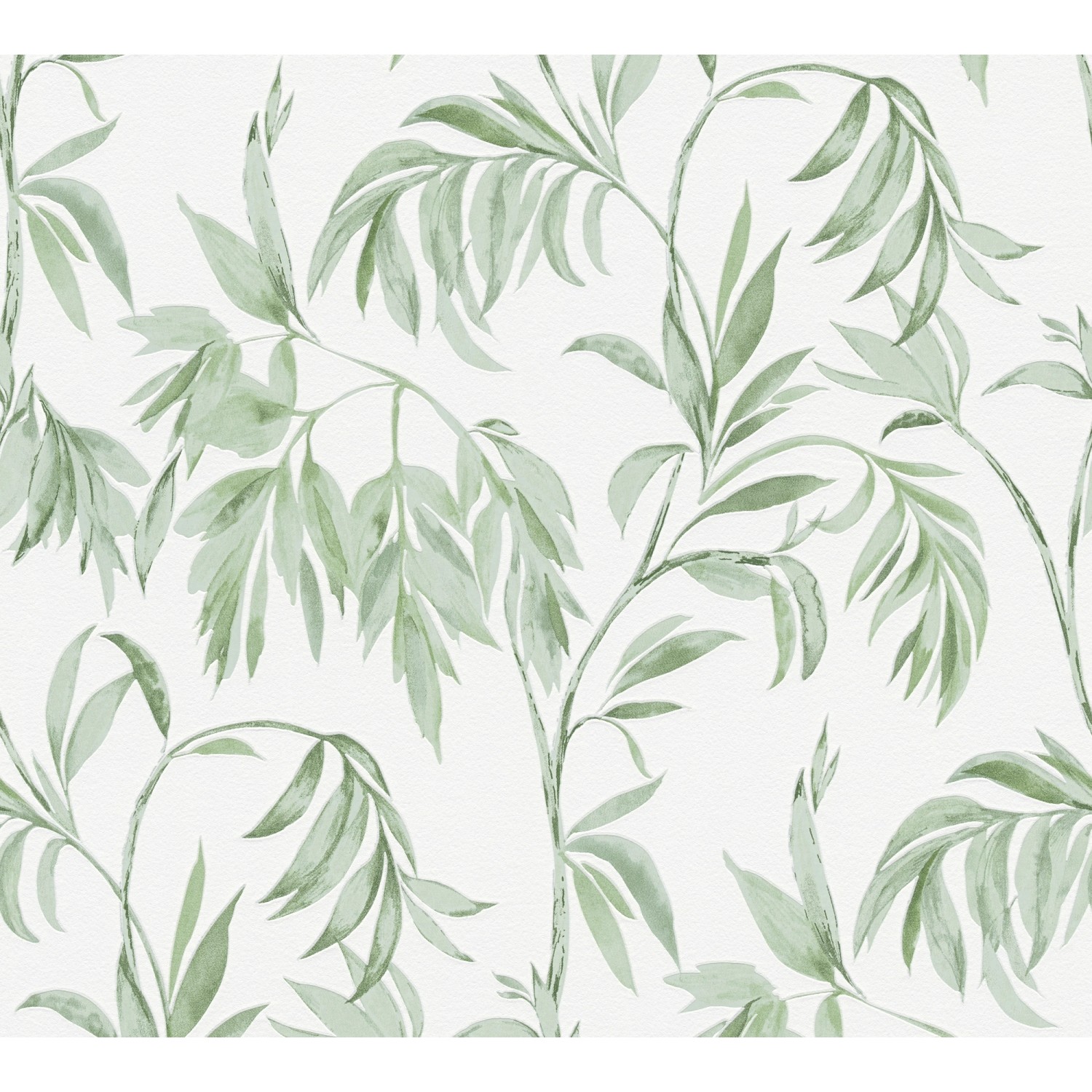 Vliestapete Attractive Pflanzen Blumen Matt Leicht Strukturiert Grün Weiß FSC® von AS-Creation