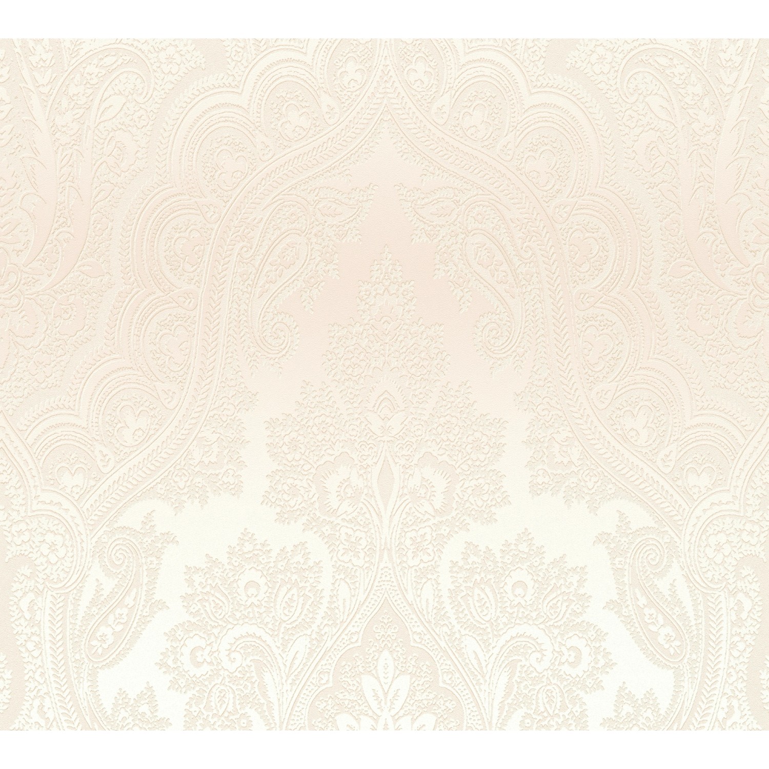 Vliestapete Barock Ornament Glänzend Glatt Perlweiß Silber FSC® von AS-Creation