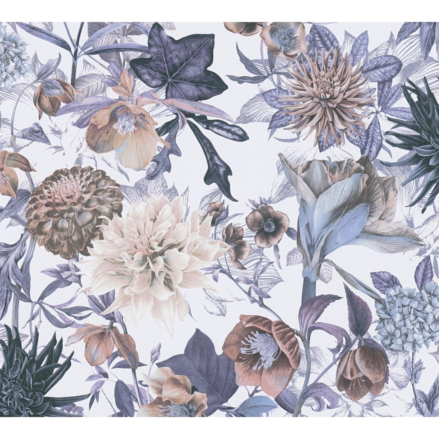 Vliestapete Blumenoptik Floral Matt glatt Blau Beige FSC® von AS-Creation