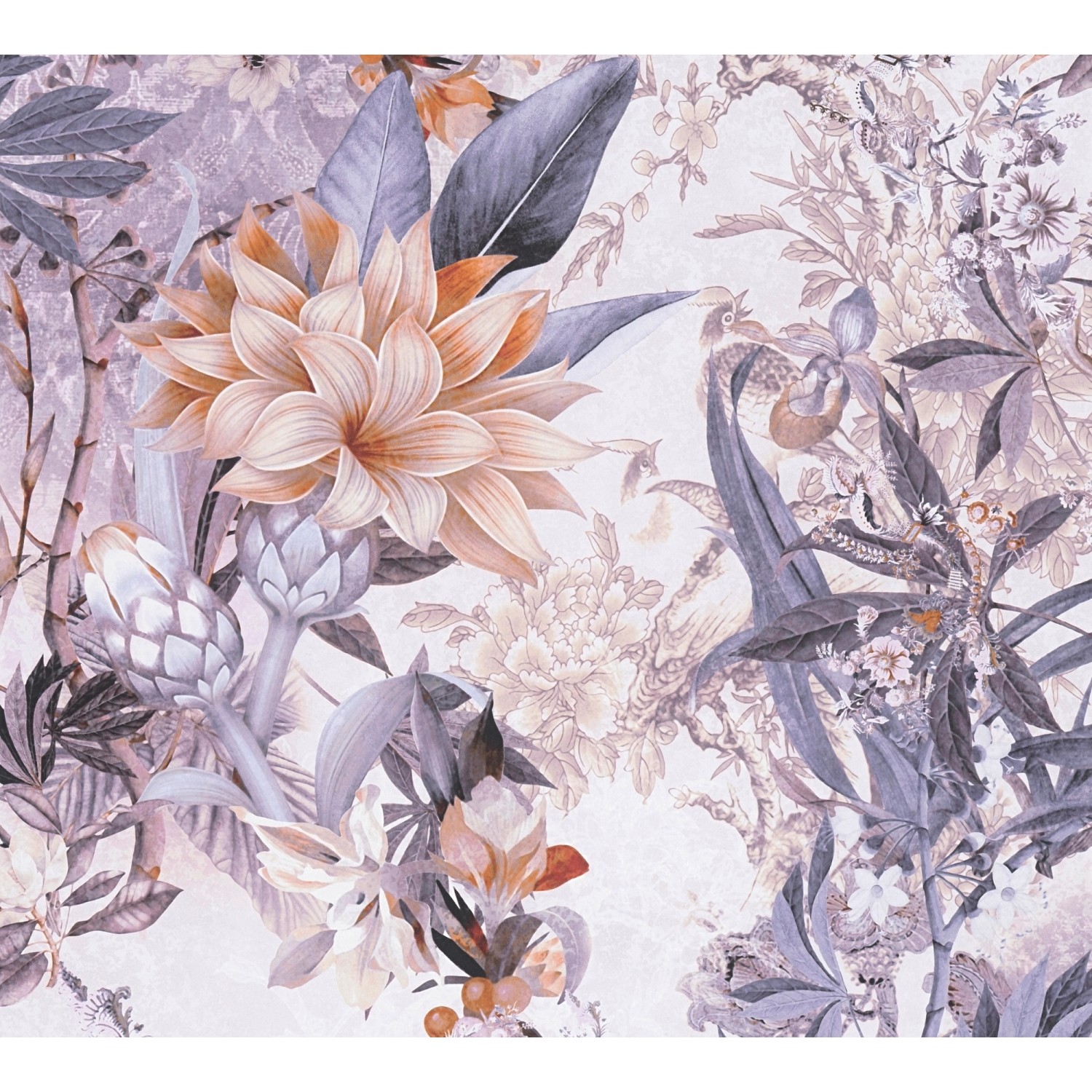 Vliestapete Blumenoptik Floral Matt glatt Weiß Grau FSC® von AS-Creation