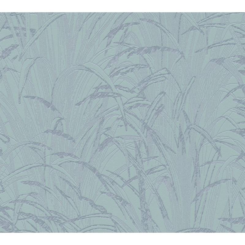 Vliestapete Gräser Glänzend Leicht Strukturiert Metallic Blau FSC® von AS-Creation