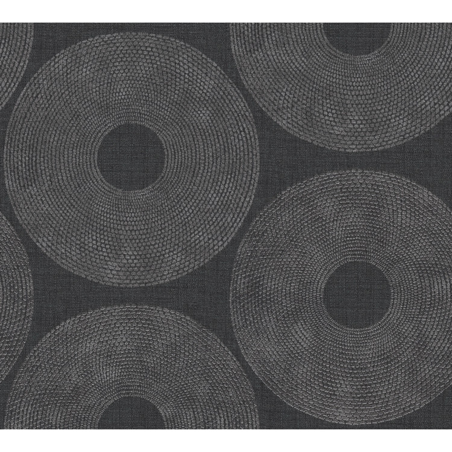 Vliestapete Kreise Matt Leicht Strukturiert Schwarz Grau FSC® von AS-Creation