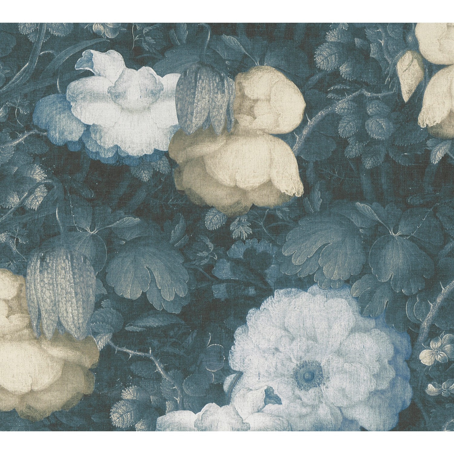 Vliestapete Metropolitan Stories Blumen Matt Leicht Strukturiert Blau Grün FSC® von AS-Creation