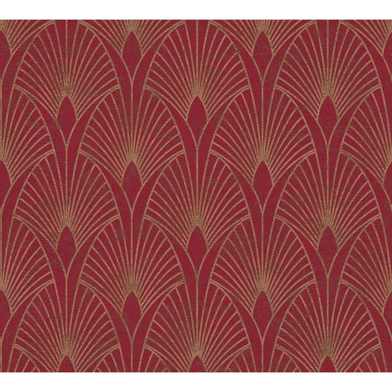 Vliestapete New Walls Art Deco Muster Glänzend Leicht Strukturiert Rot Gold FSC® von AS-Creation