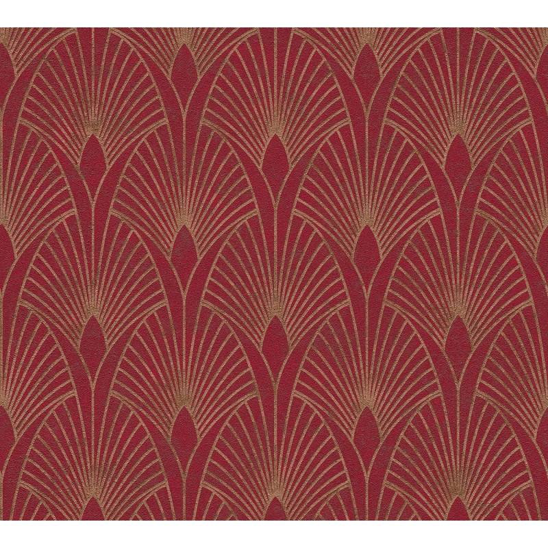 Vliestapete New Walls Art Deco Muster Glänzend Leicht Strukturiert Rot Gold FSC® von AS-Creation