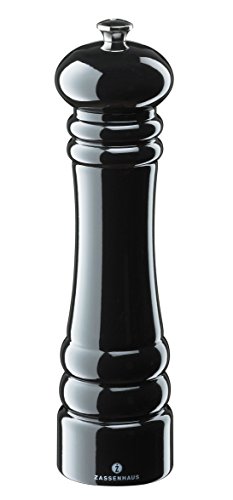 Zassenhaus Pfeffer oder Salzmühle Berlin aus Buchenholz in der Farbe Schwarz Glänzend, Höhe: 24cm, 020250 von Zassenhaus