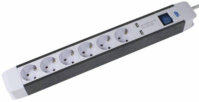 As-Schwabe 6-fach Steckdosenleiste Flash mit 2x USB Ports von AS-Schwabe