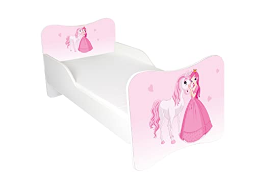 AS-TOR Kinderbett Jugendbett Wiki 80x160 mit Matratze - Bett Schlafzimmer Kindermöbel Kinderbetten für Mädchen und Junge, Hochwertige Möbelplatte, Solide und Sicher, Rosa Prinzessin von AS-TOR
