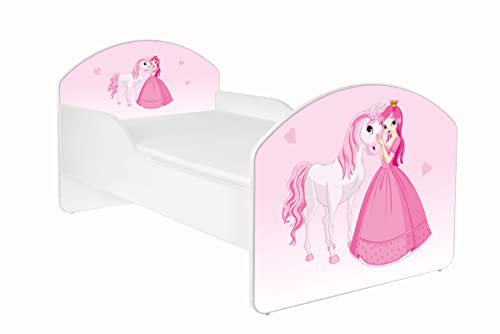 AS-TOR Kinderbett Jugendbett Maja 70x140 mit Matratze - Bett Schlafzimmer Kindermöbel Kinderbetten für Mädchen und Junge Hochwertige Möbelplatte Solide Sicher Rosa Prinzessin von AS-TOR