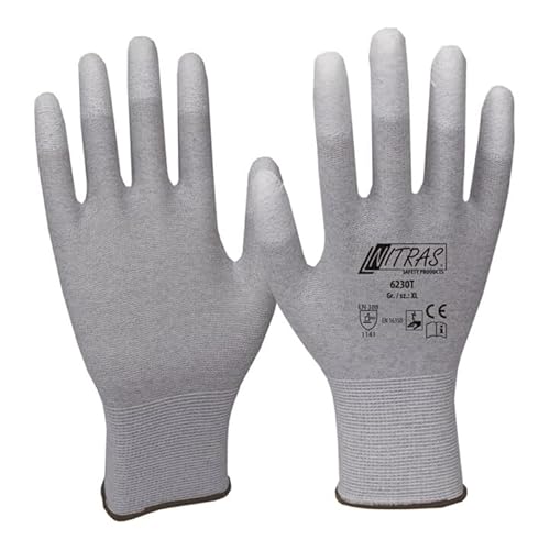 AS-Arbeitsschutz Handschuhe Gr.L grau/weiß Nylon-Carbon m.Polyurethan EN 388,EN 16350 Kat.II von AS