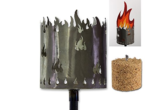 AS Metall Fackel Flammen 128 cm Beleuchtung Windlicht Gartenstecker Rost von AS