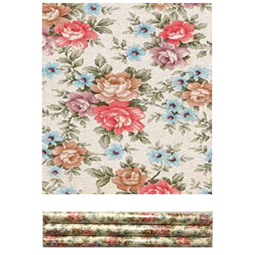 3 Rollen im Set Klebefolie - Möbelfolie Romantic Blumen - 45 cm x 200 cm von AS4HOME