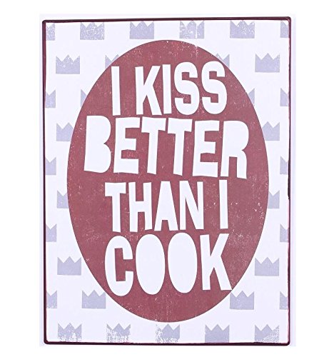 AS4HOME Blechschild - DI KISS Better Than I Cook - Vintage bedrucktes Blech Wandschild im Nostalgie Look von AS4HOME